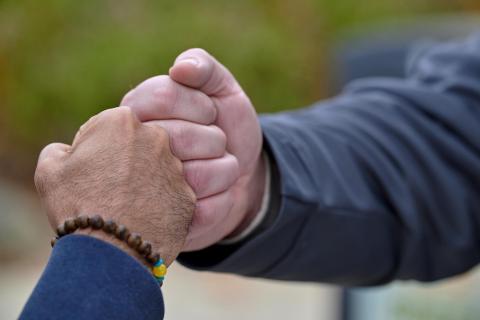 两个人碰拳的图片