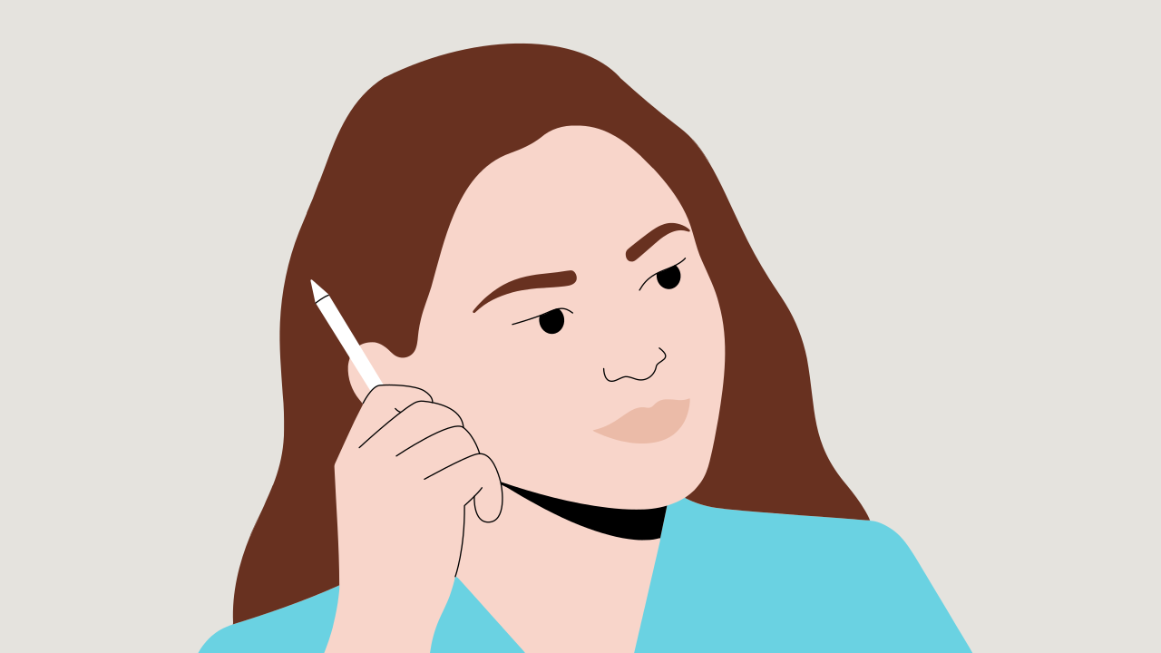 一位正在思考的女性插画